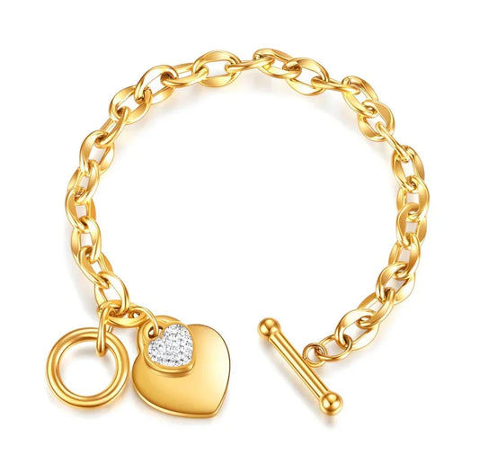 "HEARTS" BRACELET, 18K GOLD PLATED STEEL