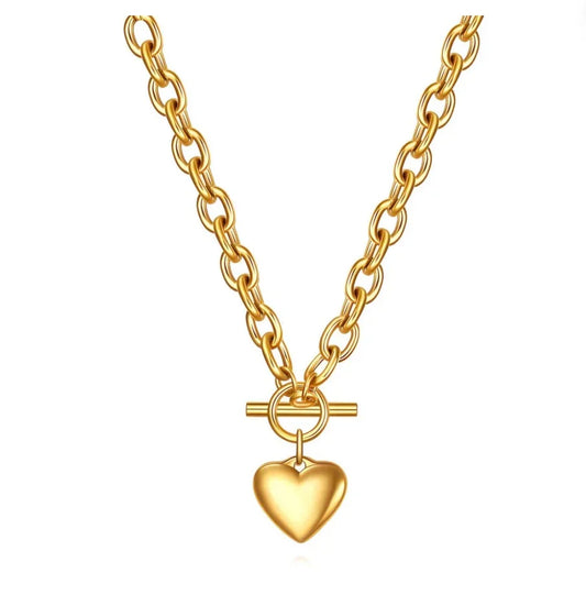"HEART" NECKLACE, 18K GOLD PLATED STEEL