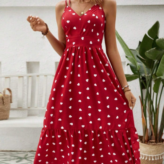 Casual Valentine's Day Women's Heart Print Dress