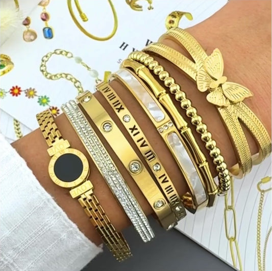 BRACELET, 18K GOLD PLATED STEEL